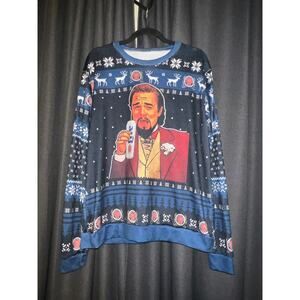 Ugly Christmas Sweater Xmas Size XL Laughing Leo Light Beer